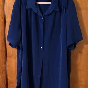 Woman Within Navy Button-Up Blouse